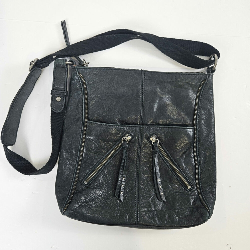 The Sak Crossbody Shoulder Bag Black Leather Purse handbag